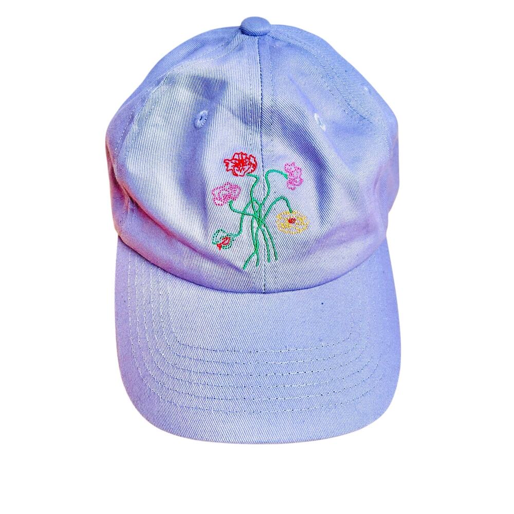 Womens Park Deli Light Purple Stitched Floral Design Cap